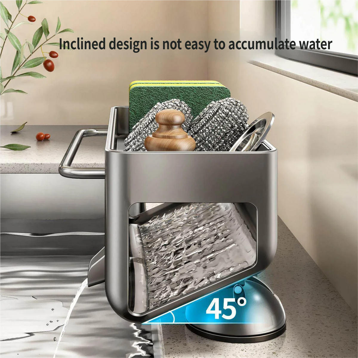 No Drill Suction Cup Sink Caddy Towel Bar