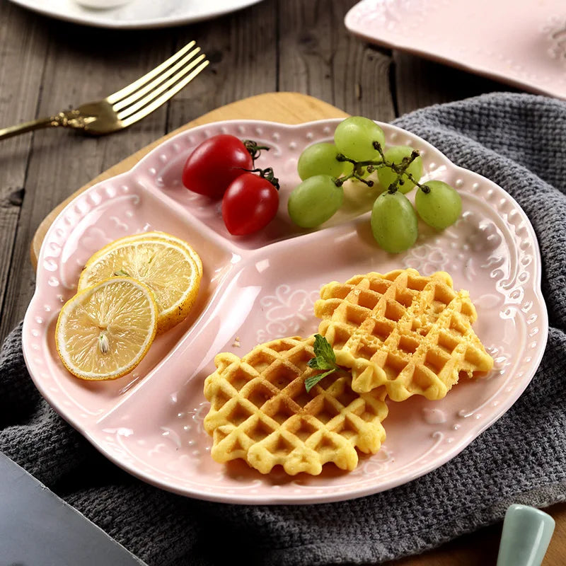 Children Ceramic Butterfly Divided Plate Breakfast Plate Japanese