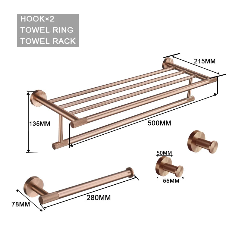 Brushed Rose Gold Stainless Steel Bathroom Hardware Towel