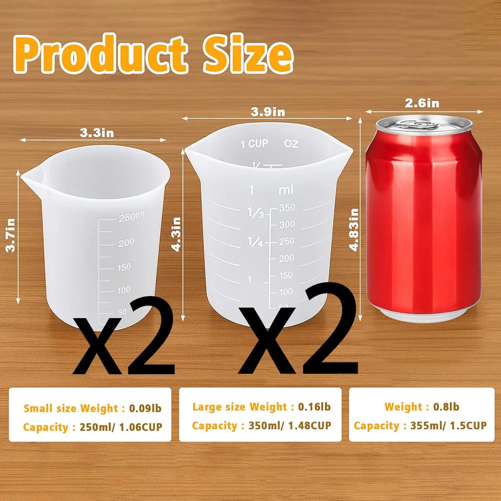 Silicone Measuring Cups Melting Chocolate 250 & 350ml