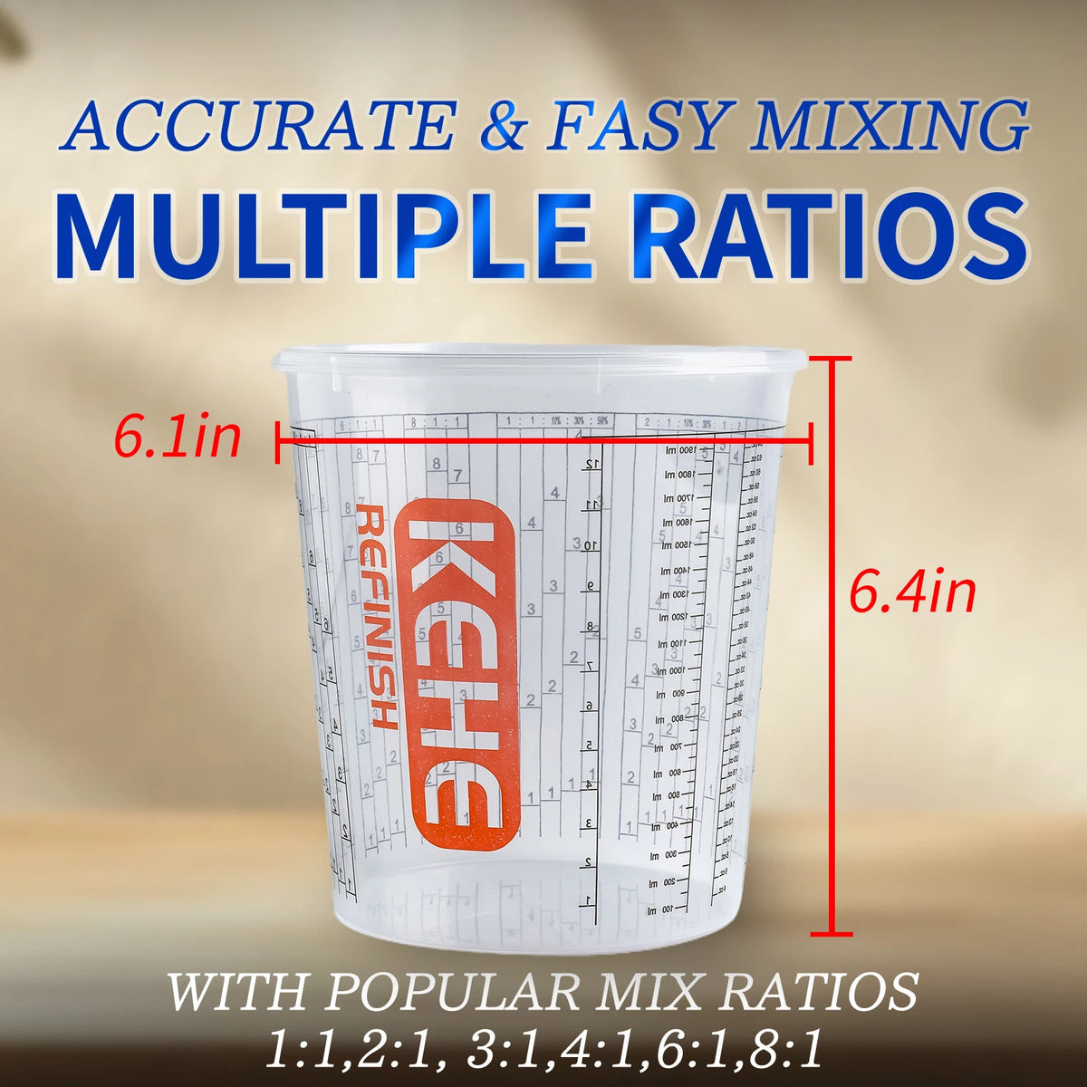 15pcs Disposable Measuring Cups Stirring Sticks Transparent