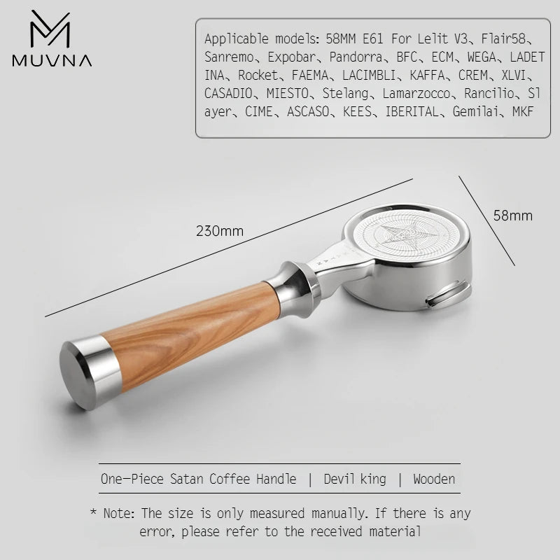 Muvna Espresso One-Piece Portafilter Satan Series 58mm E61