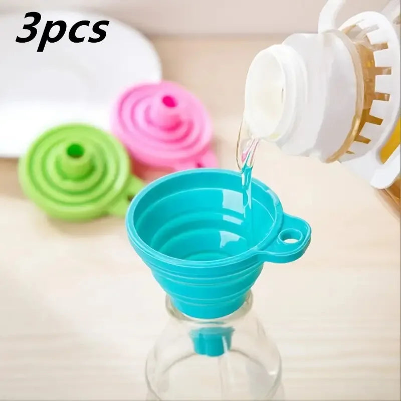 1pc/3pcs Silicone Collapsible Funnel Foldable Funnels Water