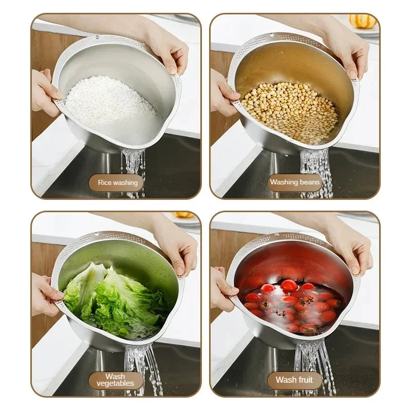 Rice Washer Strainer Bowl Stainless Steel 304 Rice