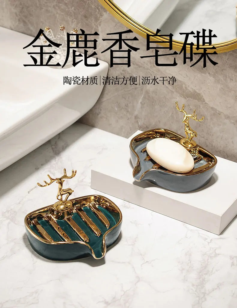Ceramic Soap Box Soap Dish Bathroom Supplies Drain