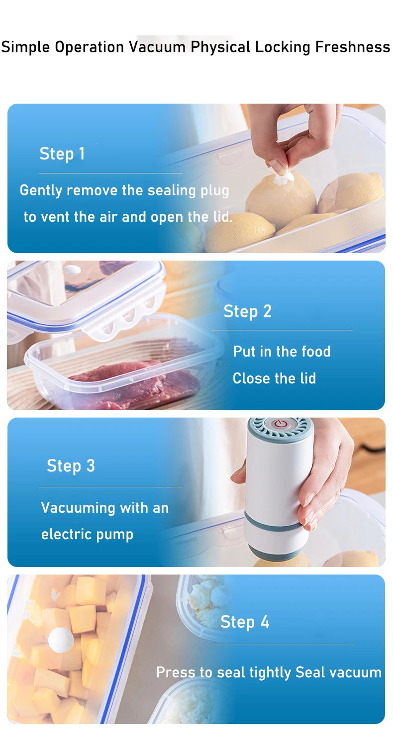 Vacuum Food Storage Box Transparent Storage Container Fridge