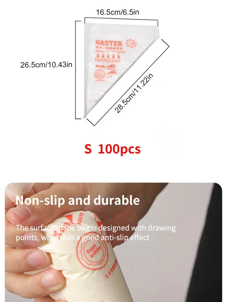 100pcs Laminating Nozzle Bag Plastic Disposable Transparent Small