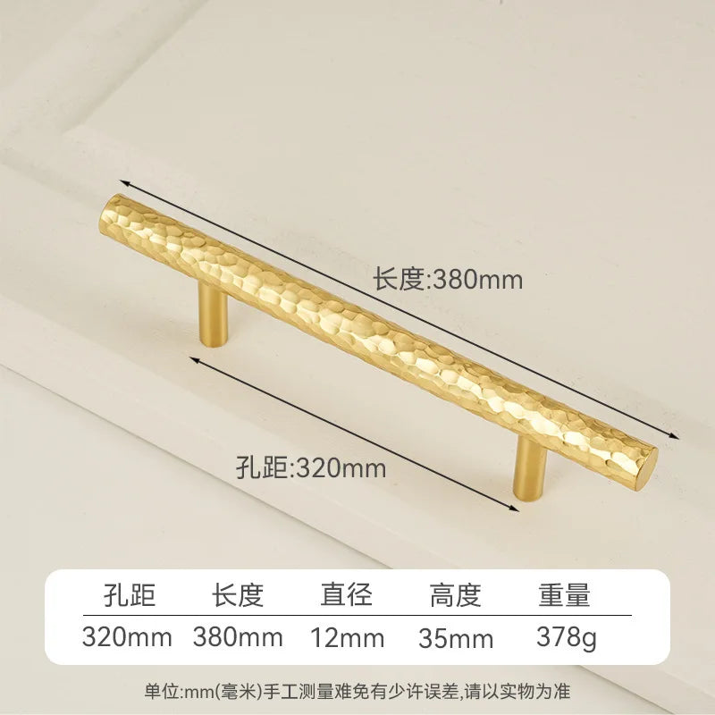 Solid Brass Wardrobe Handles Hammered Texture Handles Gold