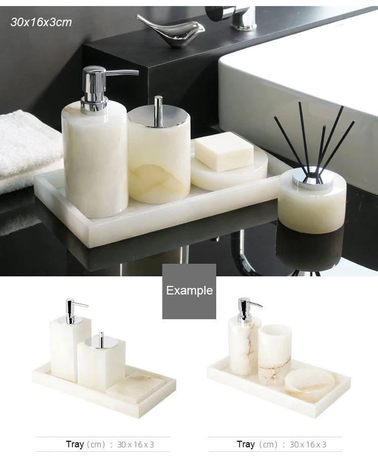 White Onyx Natural Marble Bathroom Luxury Soap Dispenser