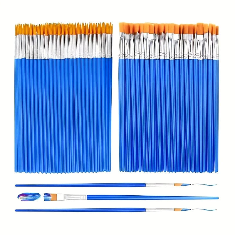 100pcs Brushes Wide Head Round Head Ergonomic Handle