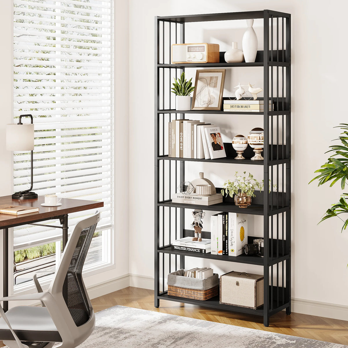 Tribesigns Bookshelf Storage Rack Standing Shelf Tier Industrial