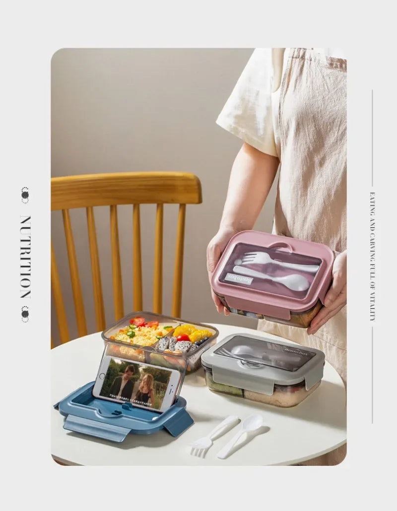 Lunch Box Tableware Office Workers Square Divided Microwave