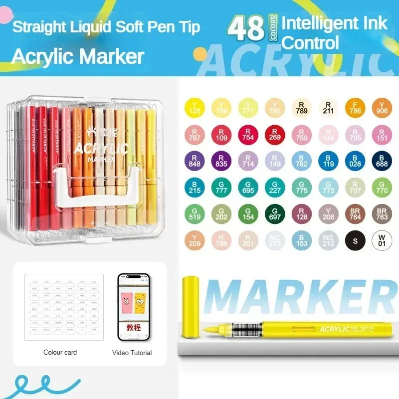 120/1 Colors Direct-Liquid Acrylic Brush Markers Pen Waterproof