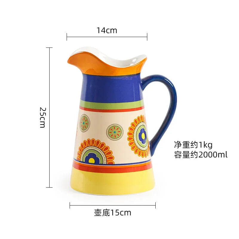 1pcs Ceramic Tableware Bohemian Flat Dinner Plate Western