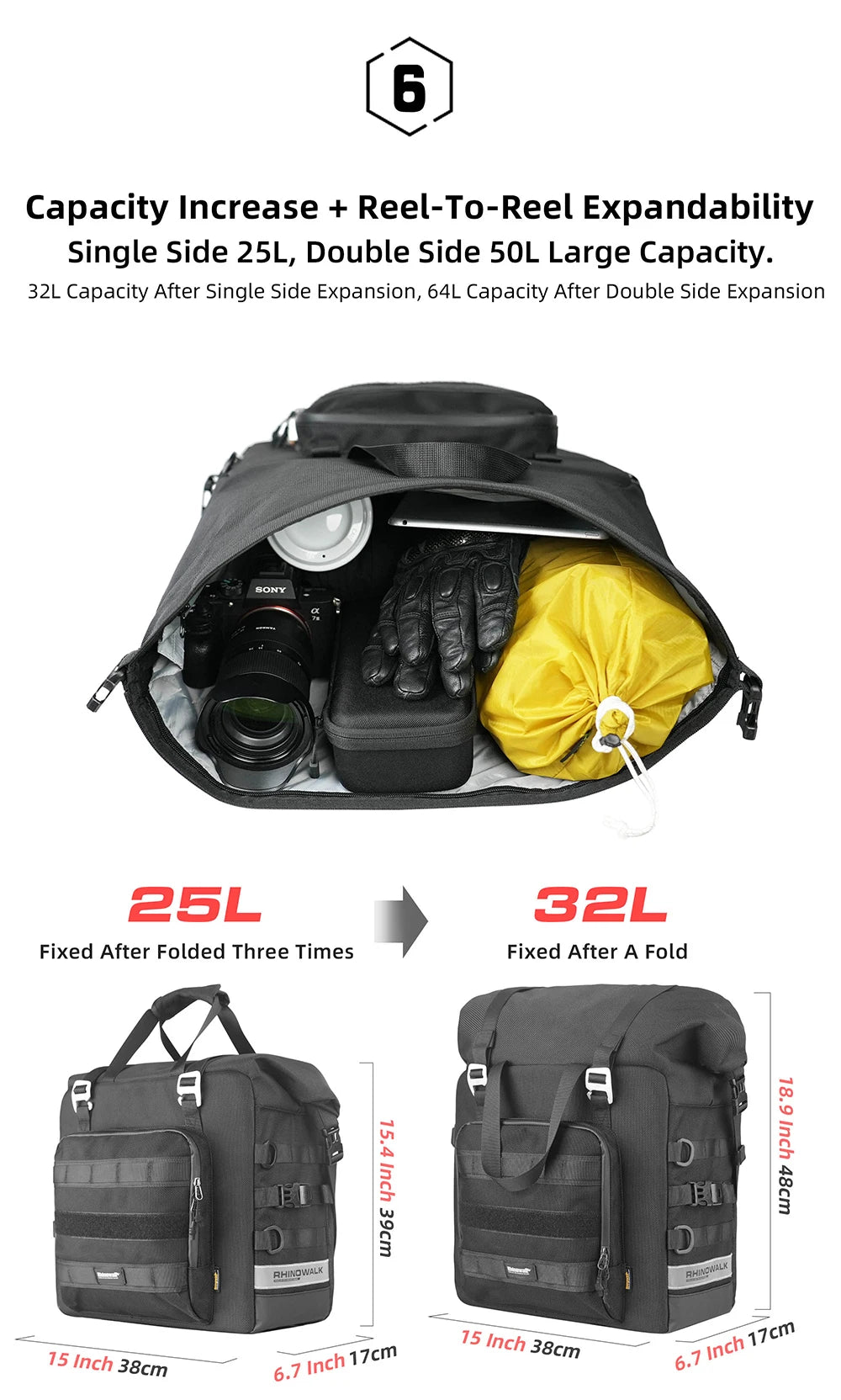 Rhinowalk 2pcs Motorcycle Saddle Bag Motor Bag 3d