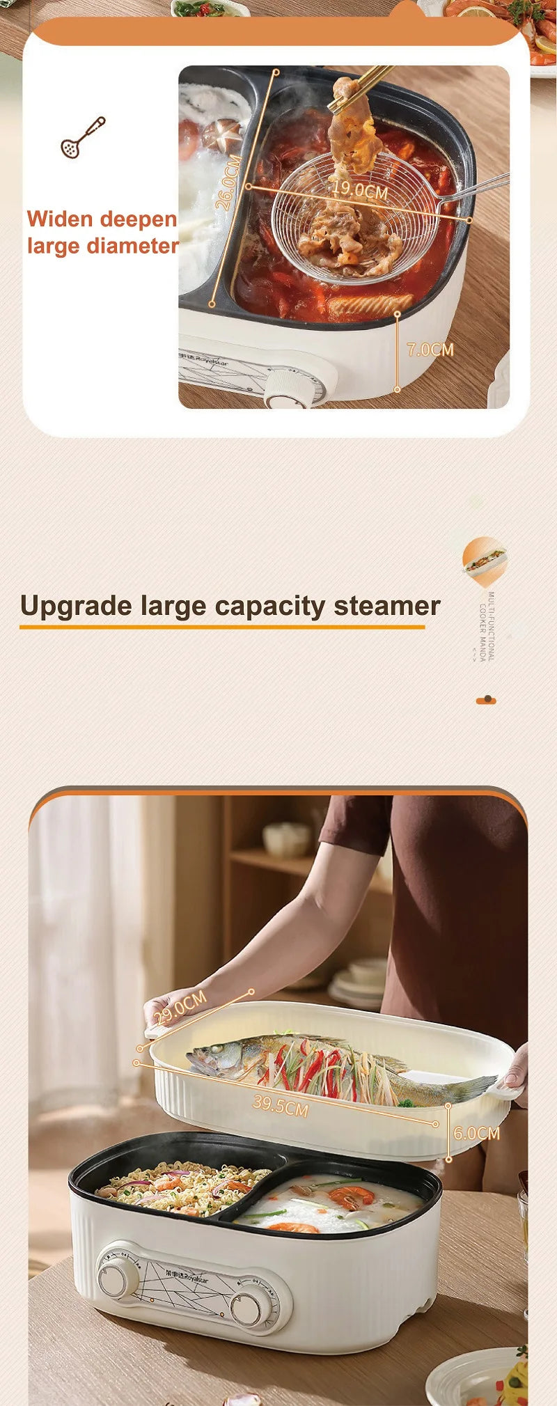 6l Double Liner Electric Pot Large Capacity Non-Stick