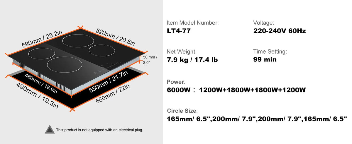 Succebuy 2/4/5 Burners Built-In Induction Stove Top 12/24/30in
