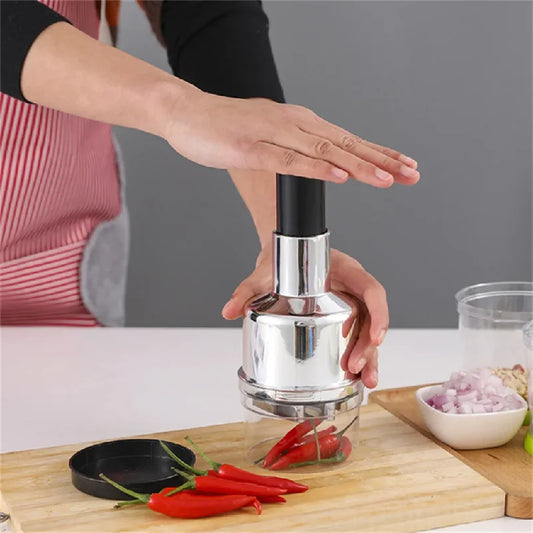 Food Chopper Hand Garlic Press Processor Stainless Fruits