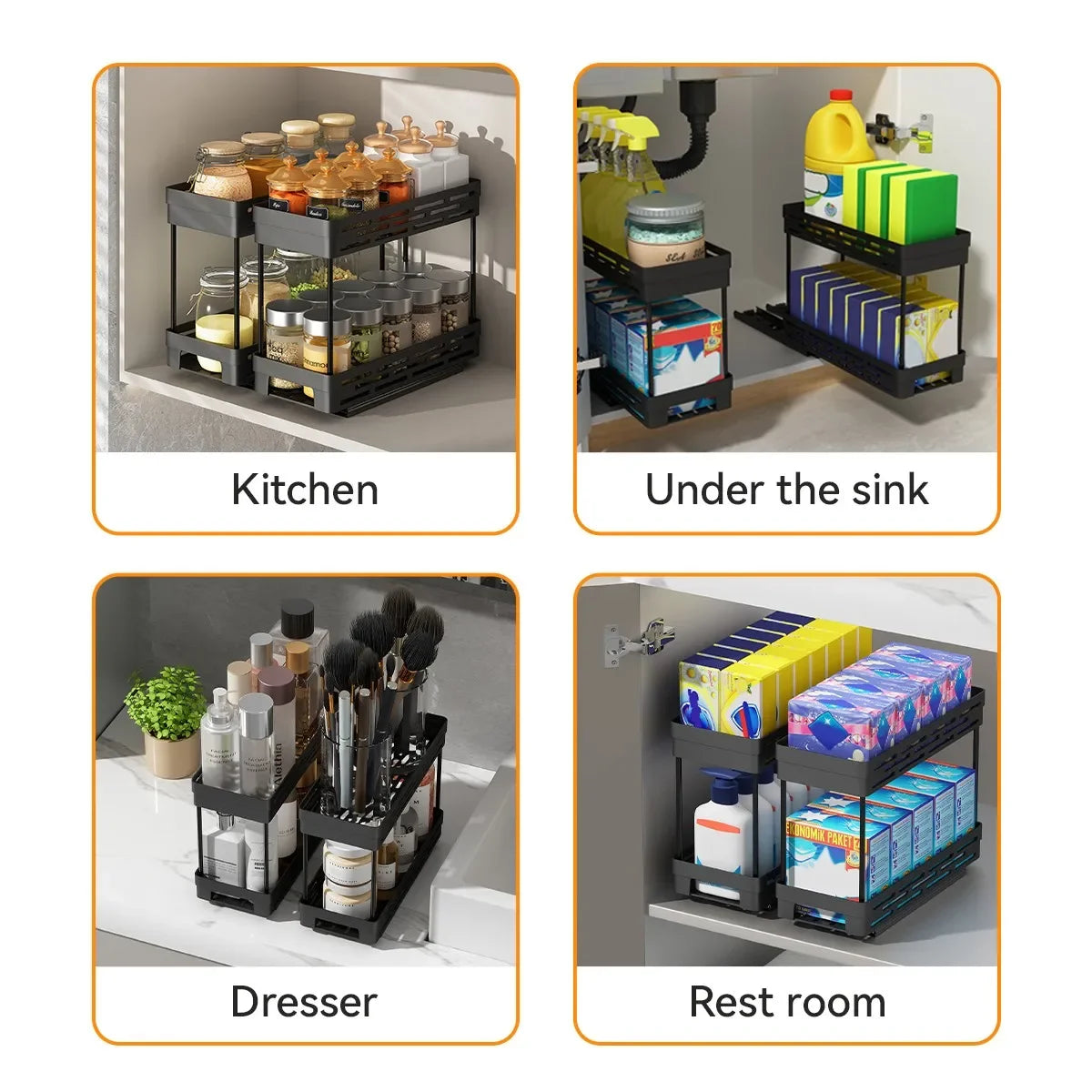1/2pcs Double Layer Plastic Storage Rack Large Capacity