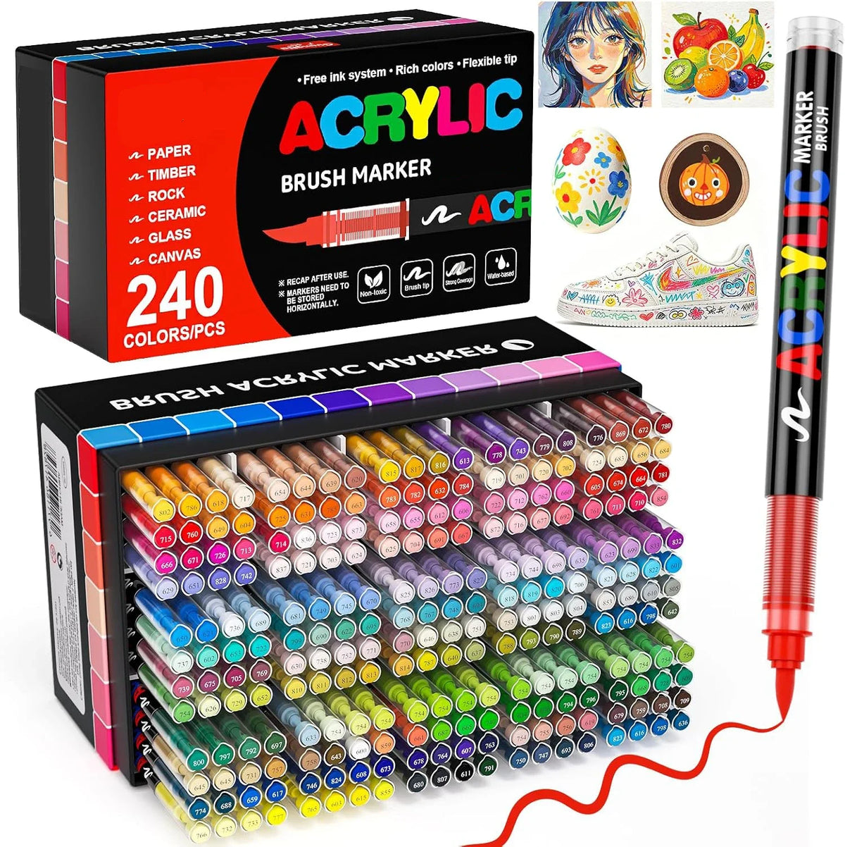12-418 Colors Acrylic Marker Washable Markers Brush Tip