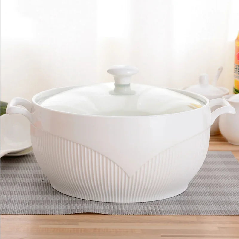 Ceramic Soup Pot Nordic Phnom Penh White Round