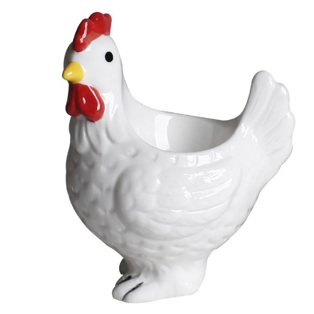 Unique Chicken Shape Ceramic Egg Cup Cartoon Decorative