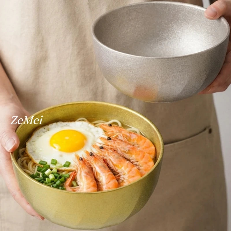 Pure Titanium Thickened Double-Wall Salad Bowl Multicolor