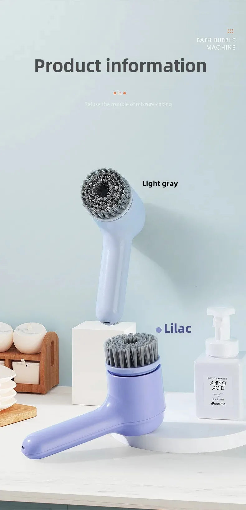 Electric Cleaning Brush Usb Rechargeable Scrubber Bathroom
