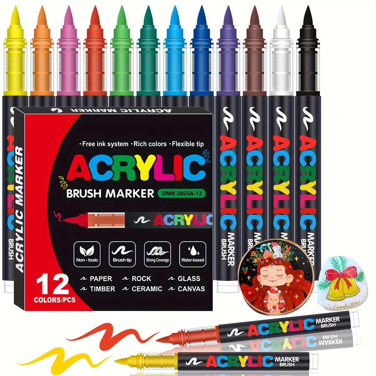 12-366 Colors Acrylic Painting Marker Waterproof Acrylic Brush