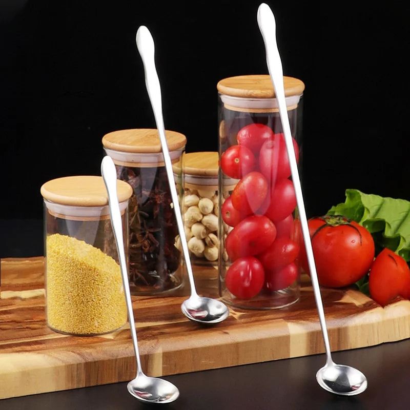 2pcs Stainless Steel Long Handle Pickle Fork Spoon