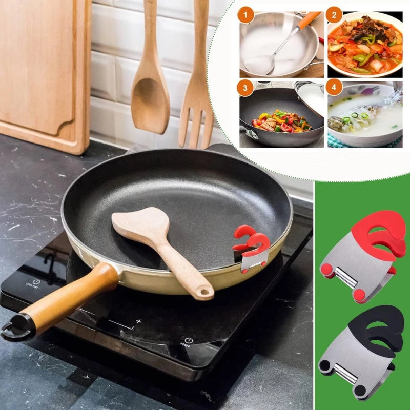Anti-Scald Silicone Grip Pot Clip Holder Spoon Stainless