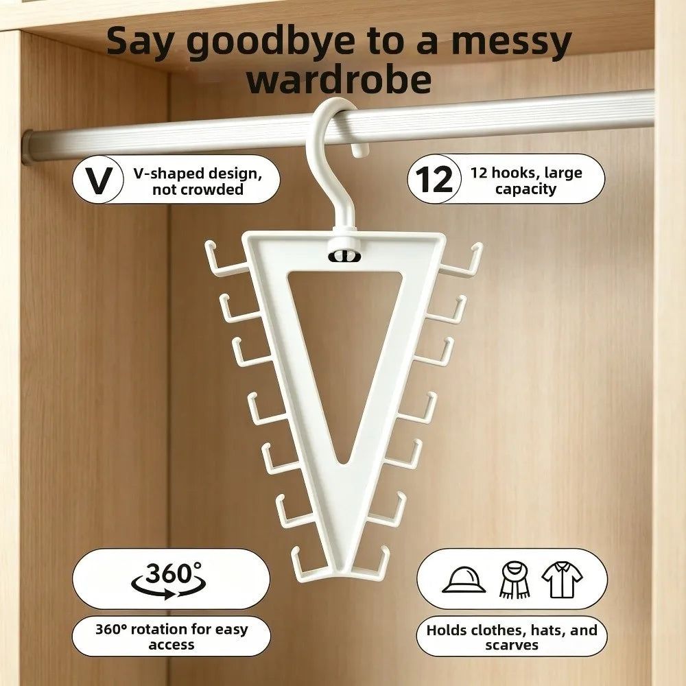 2pcs 12 Hooks V-Shape Hanger Rotatable Space Saving