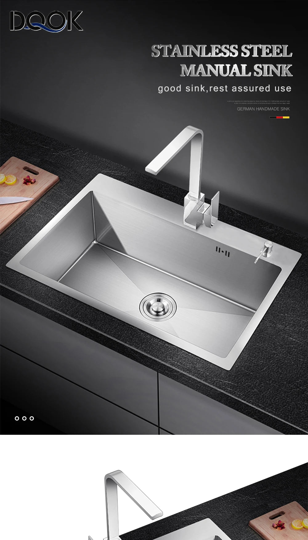 Dqok Stainless Steel Sink Slot Dish Basin Sink