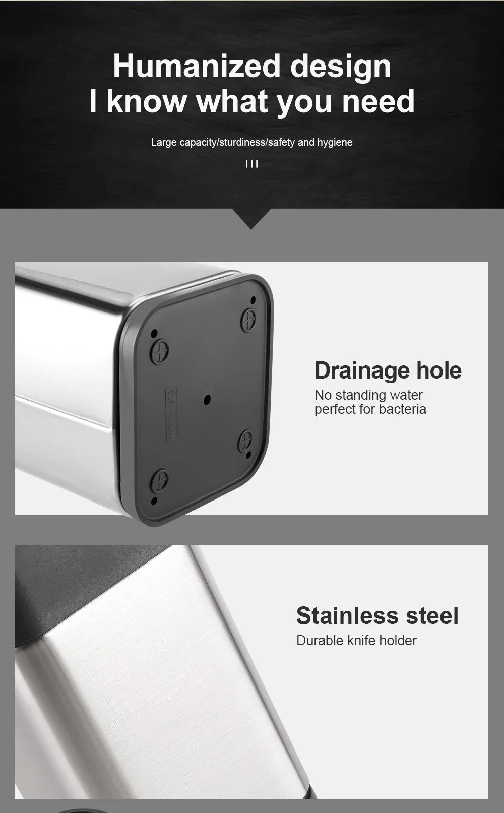 Xituo Stainless Steel Knife Holder Countertop Rack Built-In