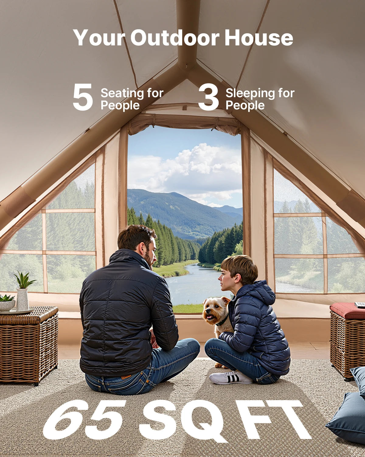 Succebuy Inflatable Tents Camping Easy Setup Blow Up