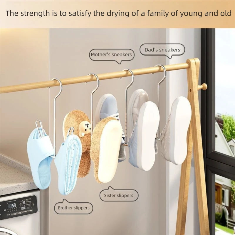 4pcs Stainless Steel U-Shaped Shoe Rack Windproof No-Drill