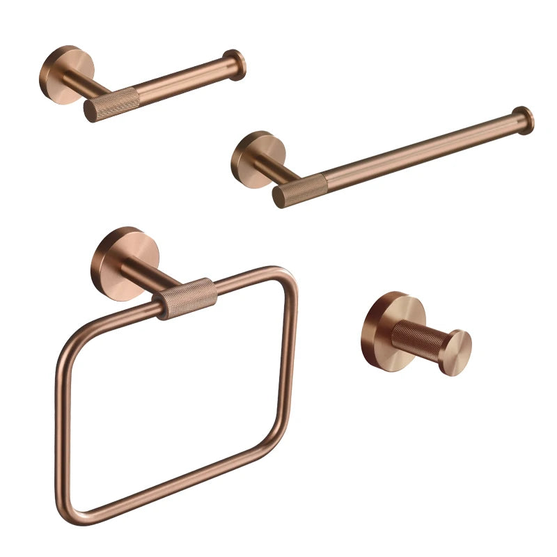 Brushed Rose Gold Brass Knurling Toilet Brush Holder