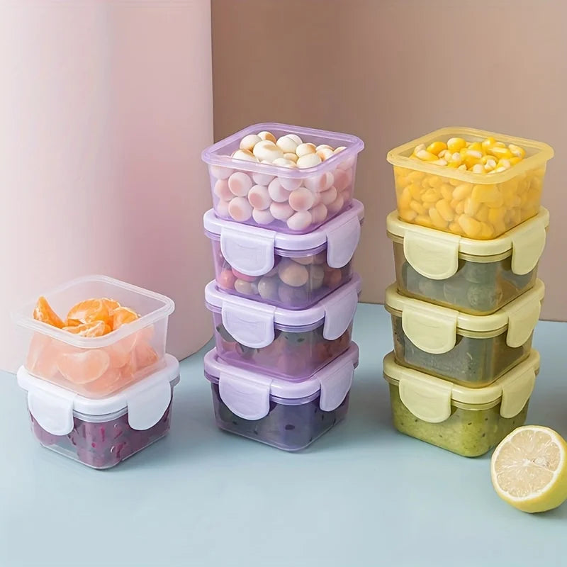 4pcs Mini Food Storage Container Leakproof Lid Sauce