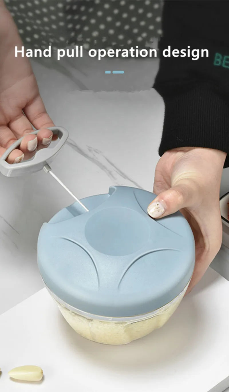 500/900ml Meat Mincer Garlic Chopper Hand Pull Press