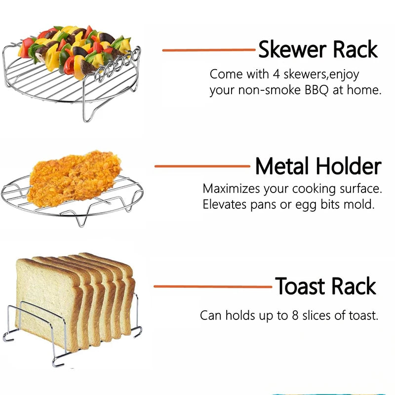 Air Fryer Baking Rack Metal Square/Round/Rectangle Oven Grill