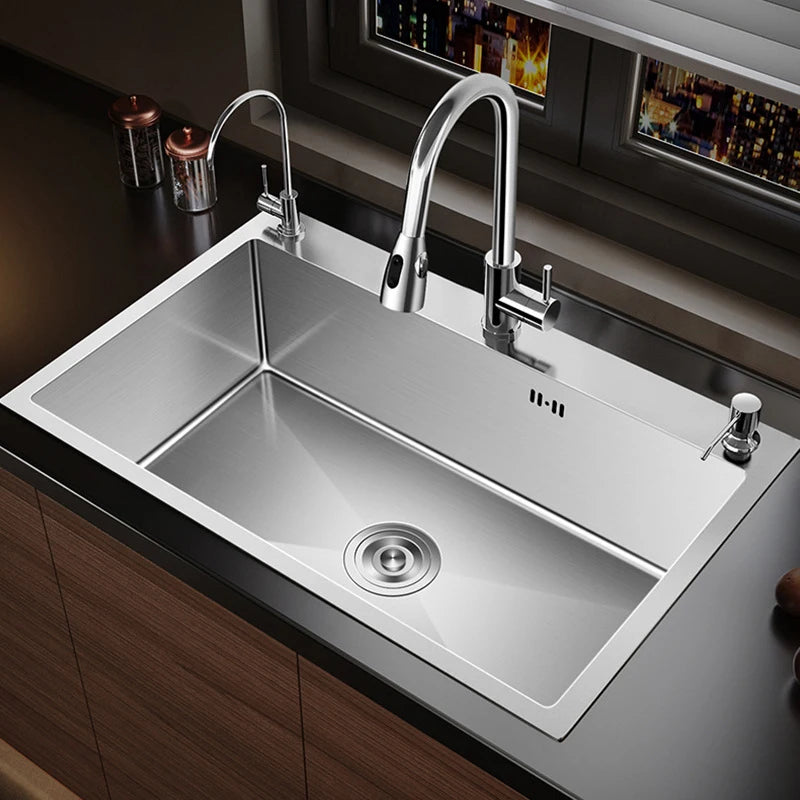 304 Stainless Steel Silver Sink Pull-Out Faucet Large
