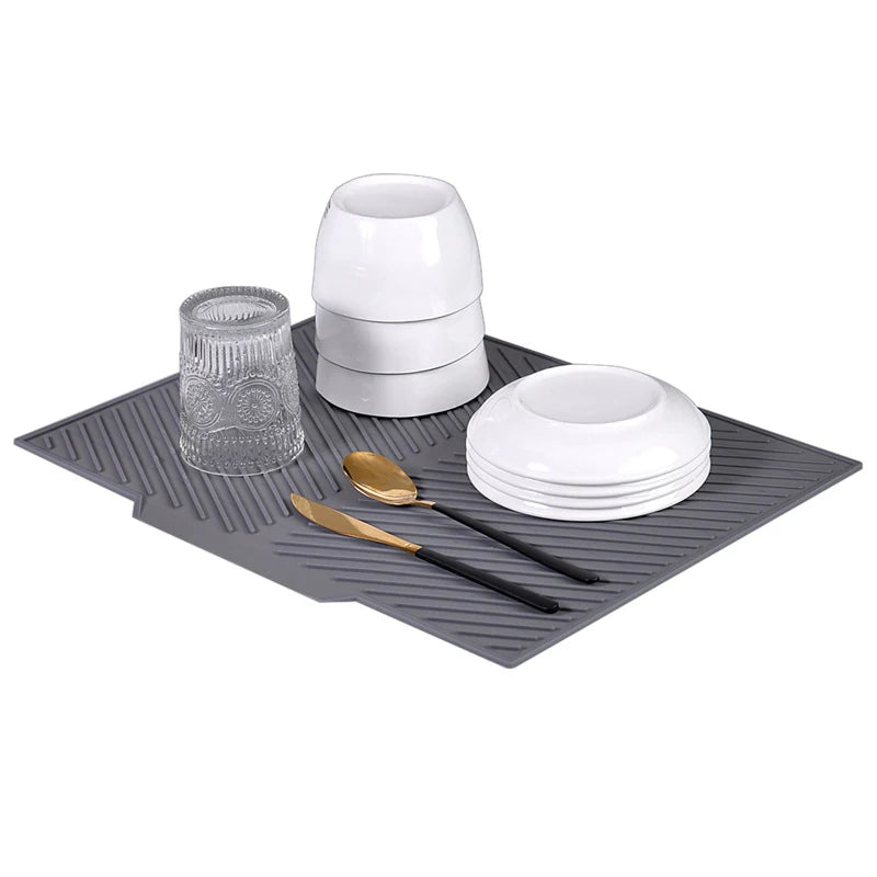 Dish Drying Mat-Silicone Drying Pad Counter Non-Slip Drain
