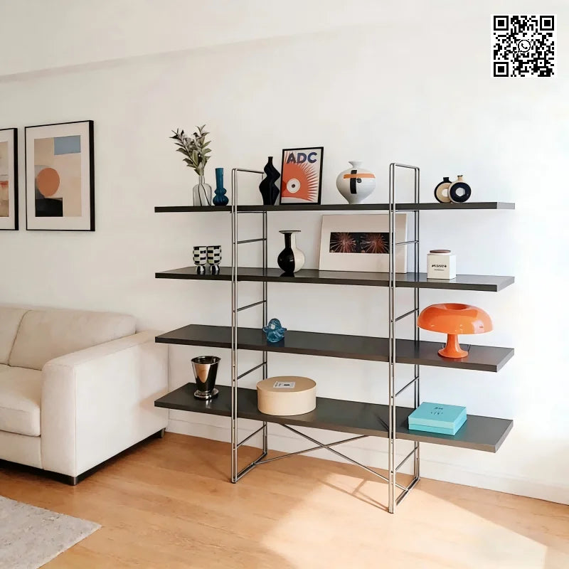 Solid Stainless Steel Bookshelf Multi-Layer Storage Rack