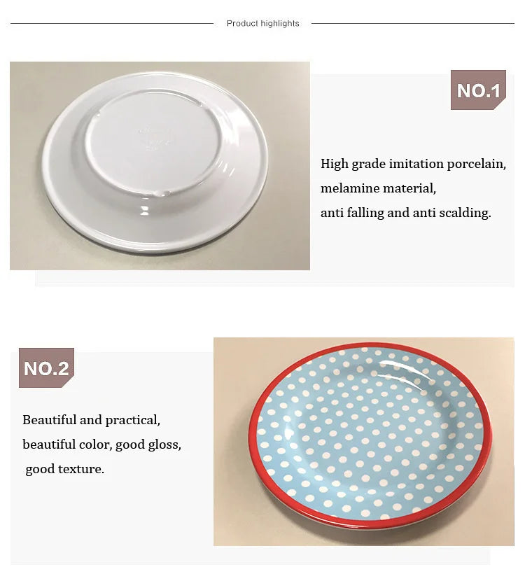 9in Imitation Porcelain Dinner Plate Serving Cake Tray