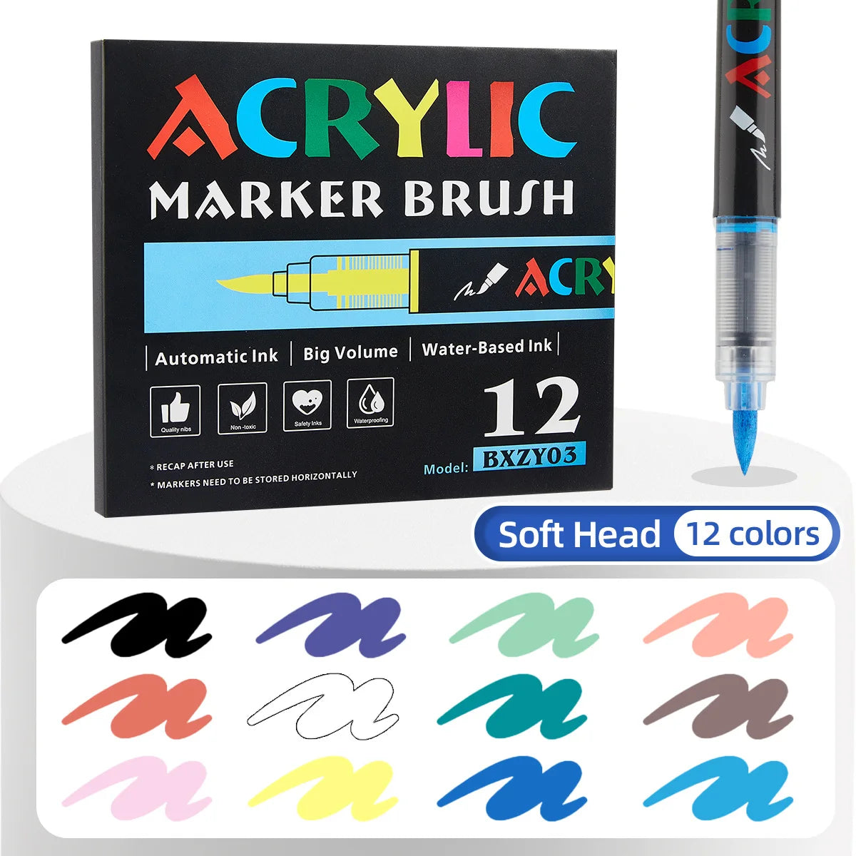 12-168 Colors Acrylic Paint Pens Markers Brush Tip