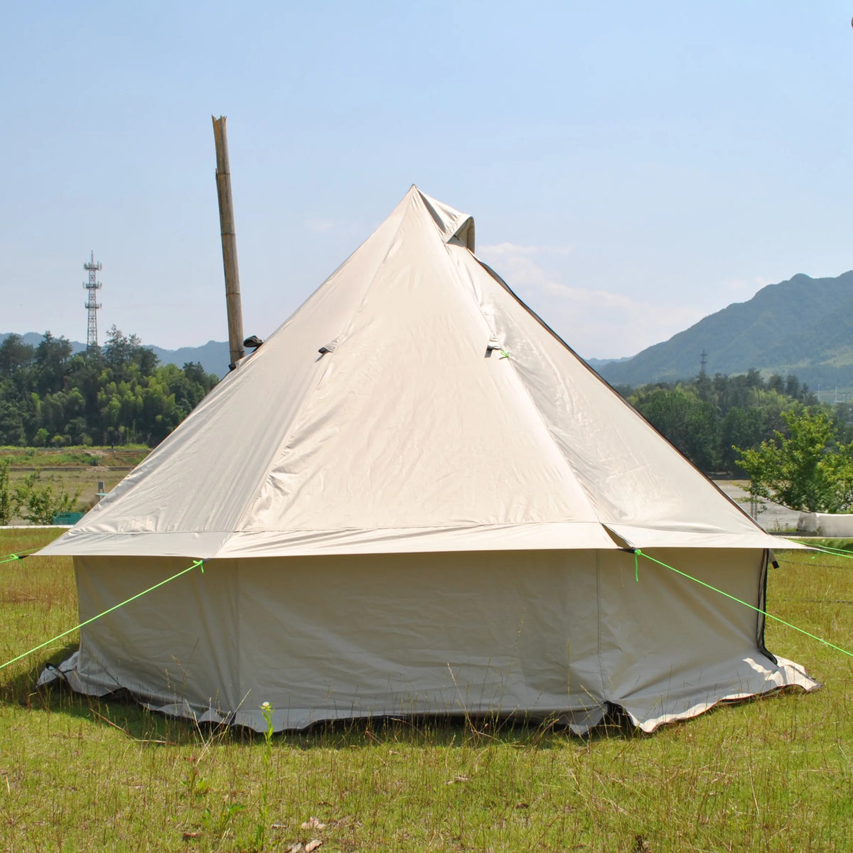 Person Large Pyramid Tent Four Seasons Camping Chimney