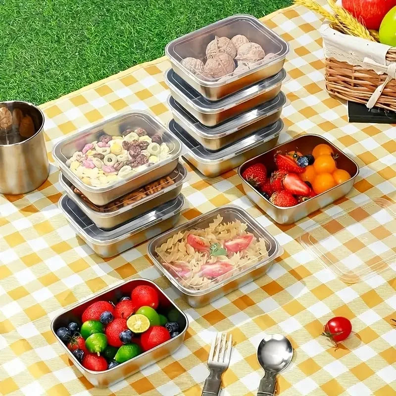 5pcs Stainless Steel Food Storage Stackable Meal Prep