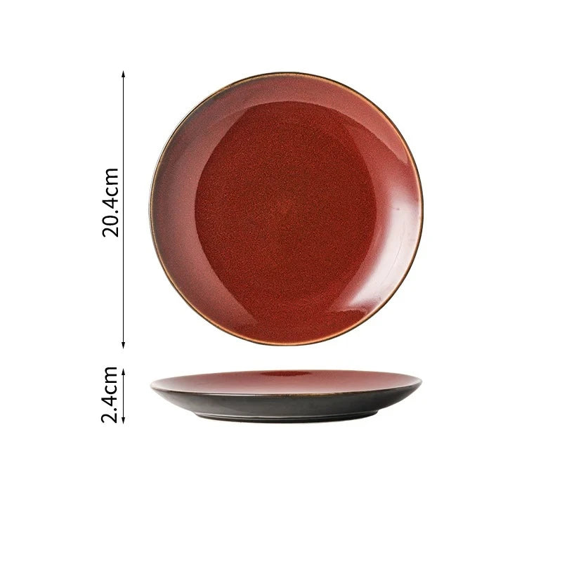 Ceramic Dinner Plate Creative Kiln Change Retro Shallow