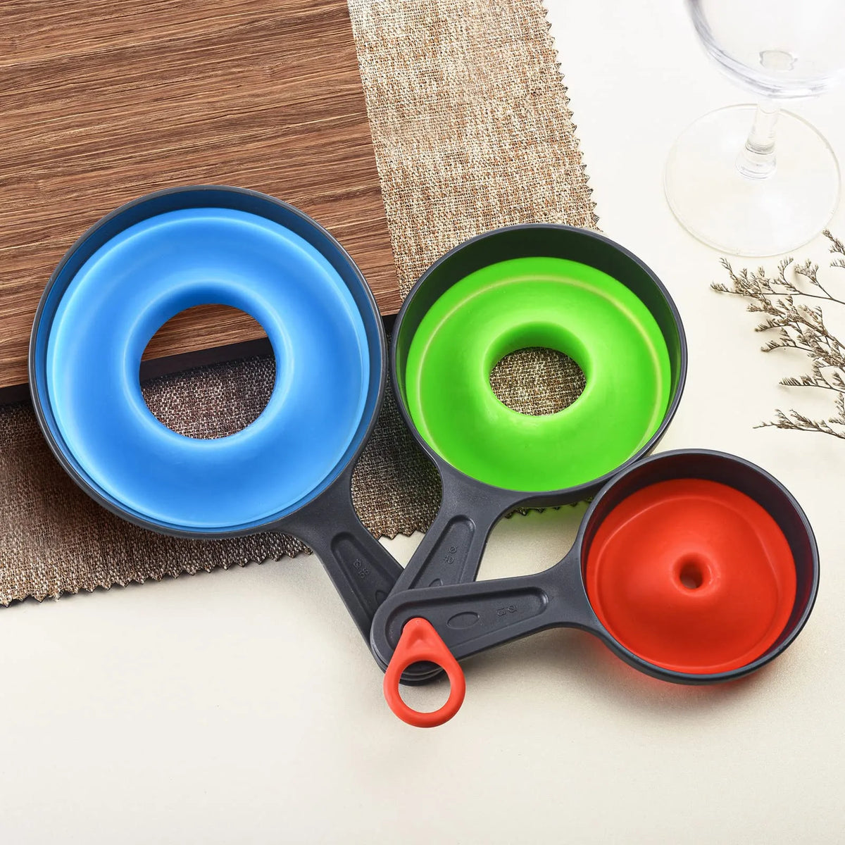 3pcs/Set Folding Telescopic Funnel Wide Mouth Oil Funnel