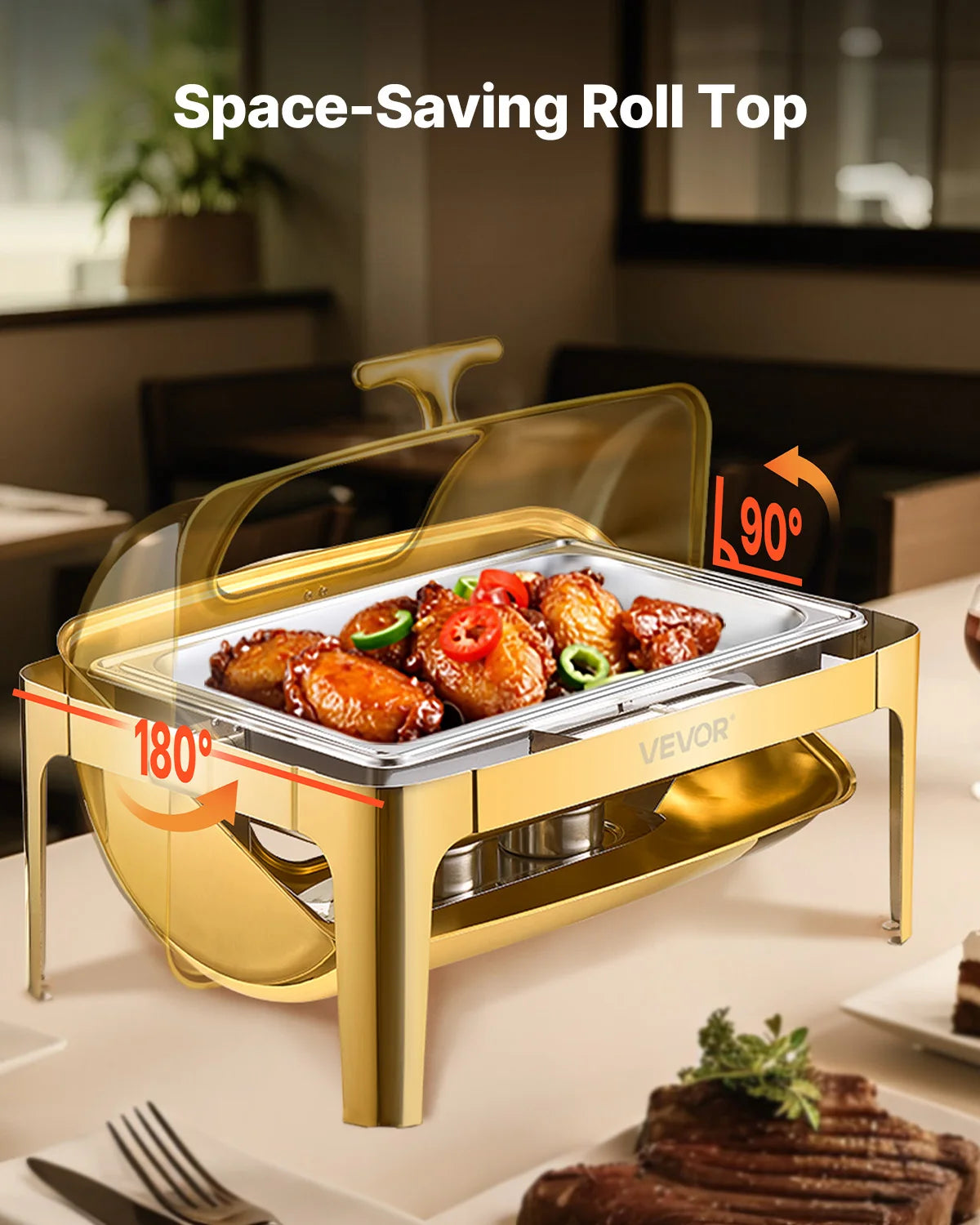 Succebuy 9qt Roll Top Chafing Dish Buffet Stainless